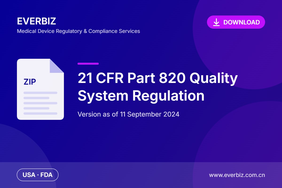 US-21 CFR Part 820 – Qualitätssystemverordnung (Stand 11. September 2024) – Download