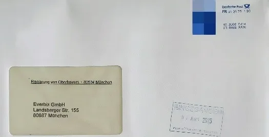 Amtliches Schreiben der zuständigen Behörde